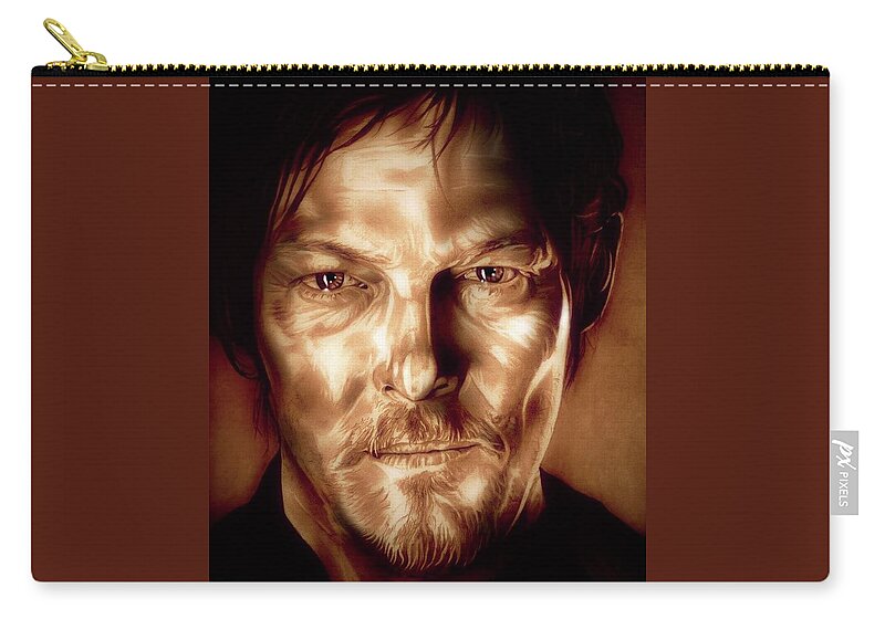 The Walking Dead Zip Pouch featuring the drawing Walking Dead - Sepia Edition by Fred Larucci