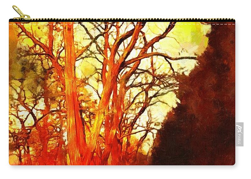 Tree Zip Pouch featuring the mixed media Walking into the Red Woods by Christopher Reed