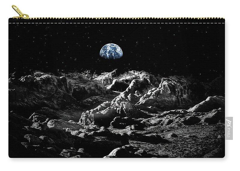 Moon Zip Pouch featuring the photograph Walking on the moon by Jim Signorelli