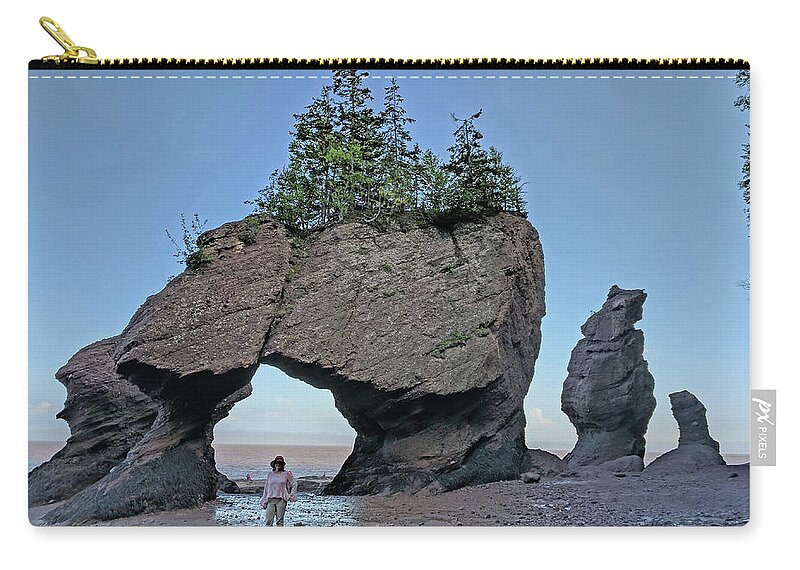 Hopewell Rocks Carry-all Pouch featuring the photograph Walking on the ocean floor by Yvonne Jasinski