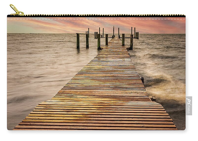 Seas Zip Pouch featuring the photograph Walkway In The Sea by DB Hayes