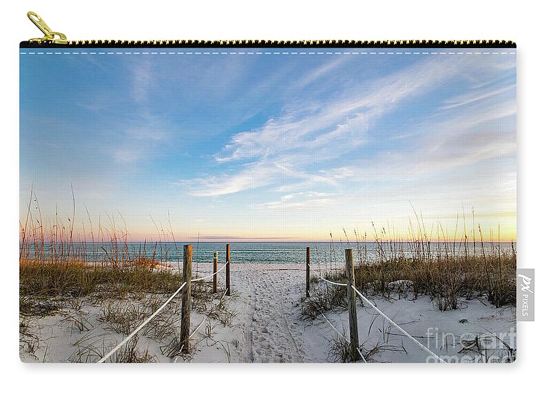 Golden Hour Zip Pouch featuring the photograph Walkway to the Beach at Golden Hour by Beachtown Views