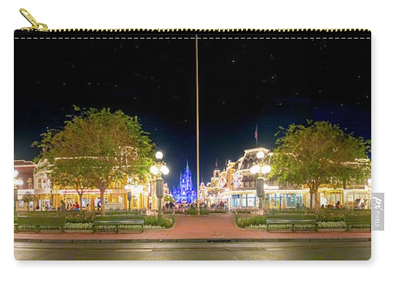 Magic Kingdom Zip Pouch featuring the photograph Walt Disney World's Main Street USA by Mark Andrew Thomas