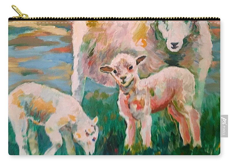 Sheep Zip Pouch featuring the painting Want to Br Friends by Naomi Gerrard
