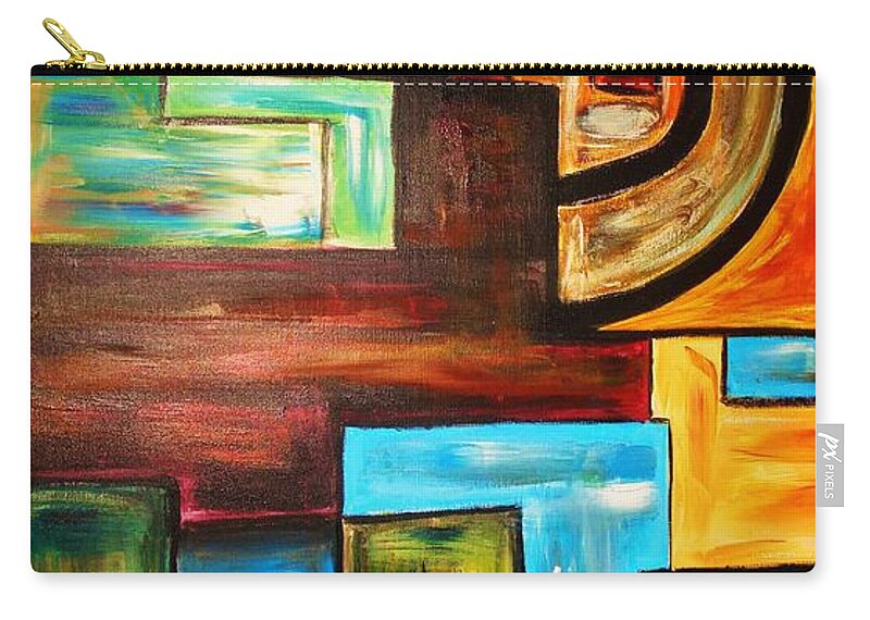 Abstract Zip Pouch featuring the painting Warm and Cool by Yael VanGruber