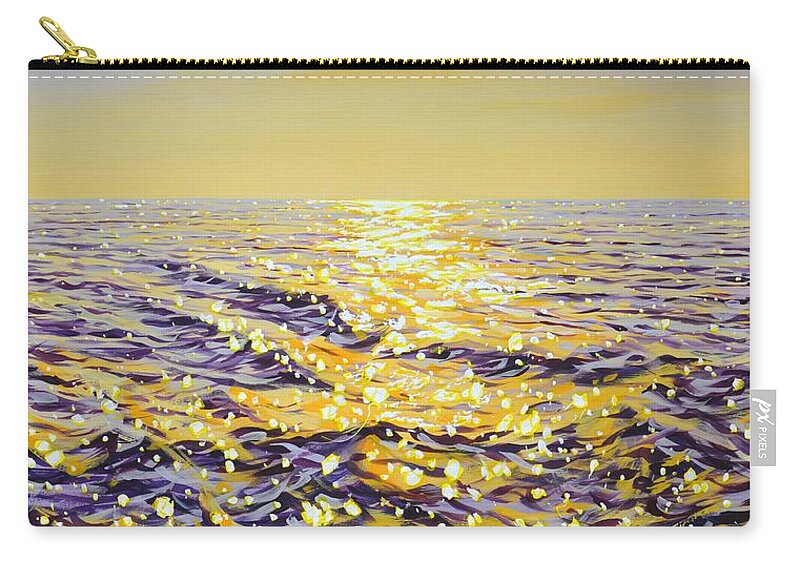 Ocean Zip Pouch featuring the painting Warm ocean light. by Iryna Kastsova