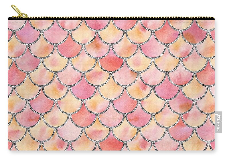 Mermaid Carry-all Pouch featuring the digital art Washed Pink Mermaid Scales by Sambel Pedes