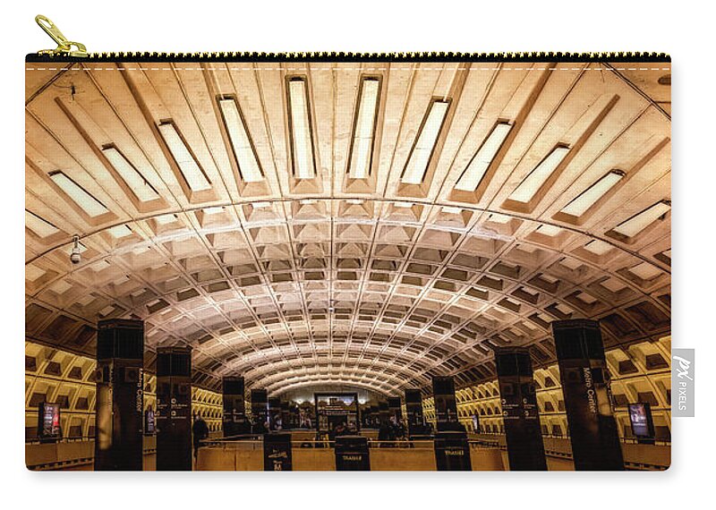 Metro Zip Pouch featuring the photograph Washington Metro DC Station by Susan Candelario