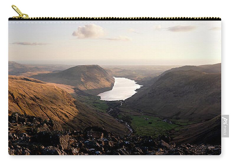 Panorama Zip Pouch featuring the photograph Wastwater and Wasdale Lake District by Sonny Ryse