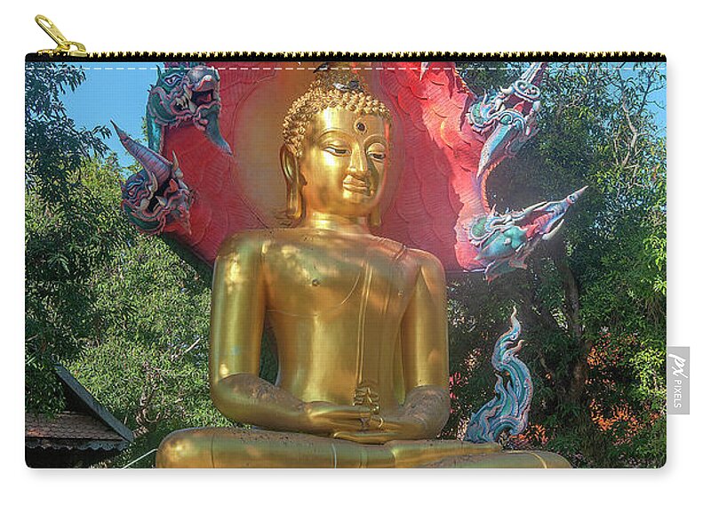 Scenic Zip Pouch featuring the photograph Wat Burapa Buddha Image on Naga Throne DTHU1397 by Gerry Gantt