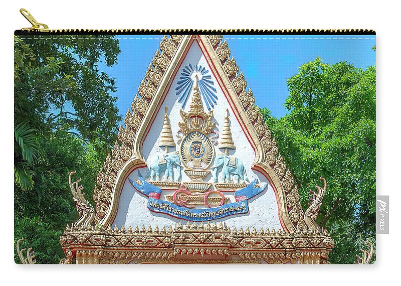 Scenic Zip Pouch featuring the photograph Wat Maruk Khanakhon Temple Gate DTHNP0058 by Gerry Gantt