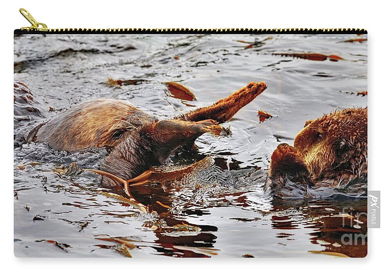 Sea Otter Zip Pouch featuring the photograph Watch where are you going by Amazing Action Photo Video