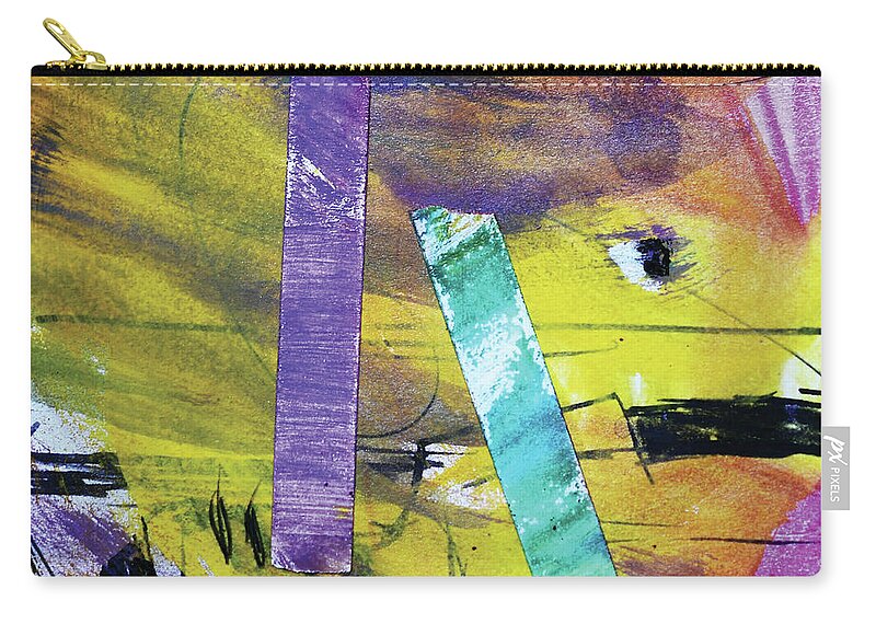 Abstract Zip Pouch featuring the mixed media Watchful Eye 2 by Donna Crosby