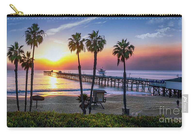 Beach Carry-all Pouch featuring the photograph Watching the Sunset and the Marine Layer Compete to End the Day by David Levin