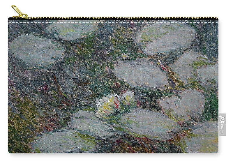 Waterlelies Zip Pouch featuring the painting Water lilies nr 24 by Pierre Dijk