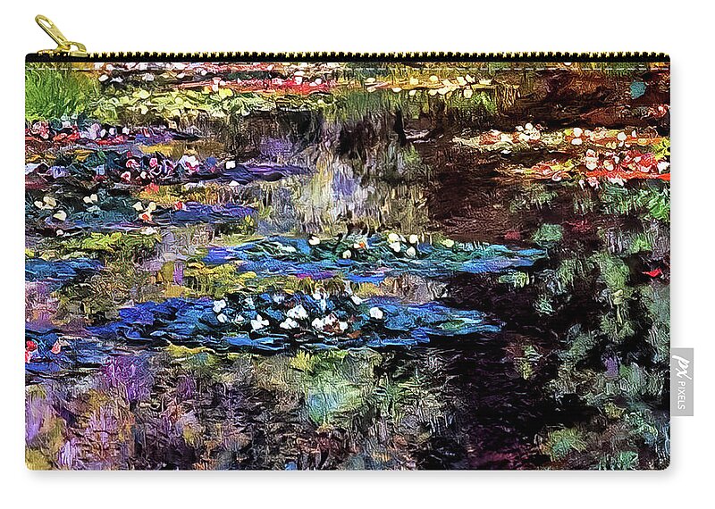 French Zip Pouch featuring the painting Water Lilies V by Claude Monet 1904 by Claude Monet