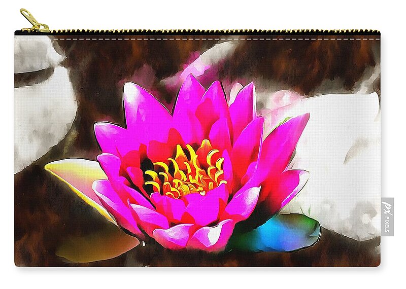 Water Lily Carry-all Pouch featuring the mixed media Water Lily by Christopher Reed