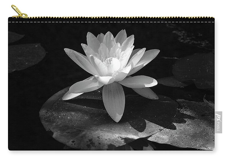 Botanic Carry-all Pouch featuring the photograph Water Lily in Black and White by Mary Lee Dereske