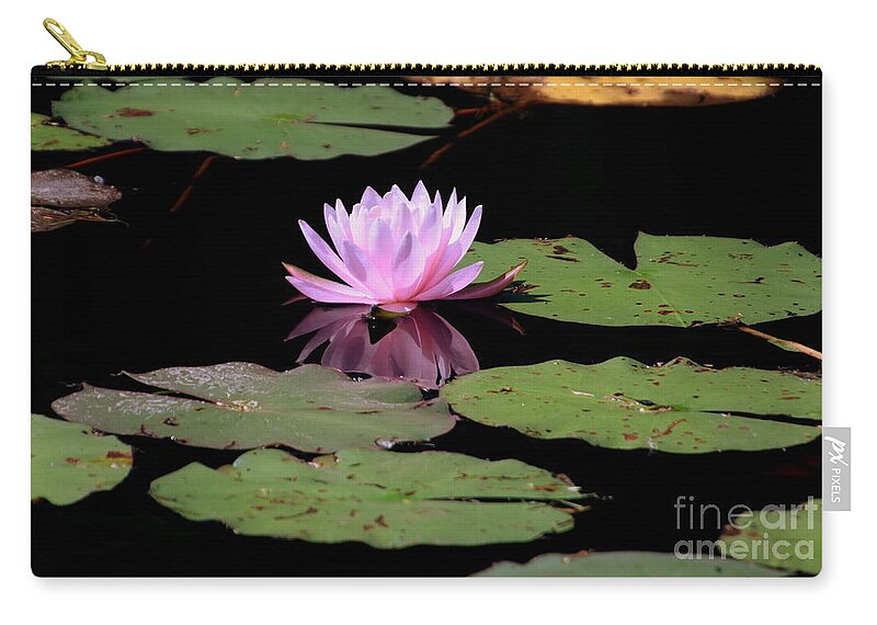 Flower Zip Pouch featuring the photograph Water Lily with reflection by Lennie Malvone