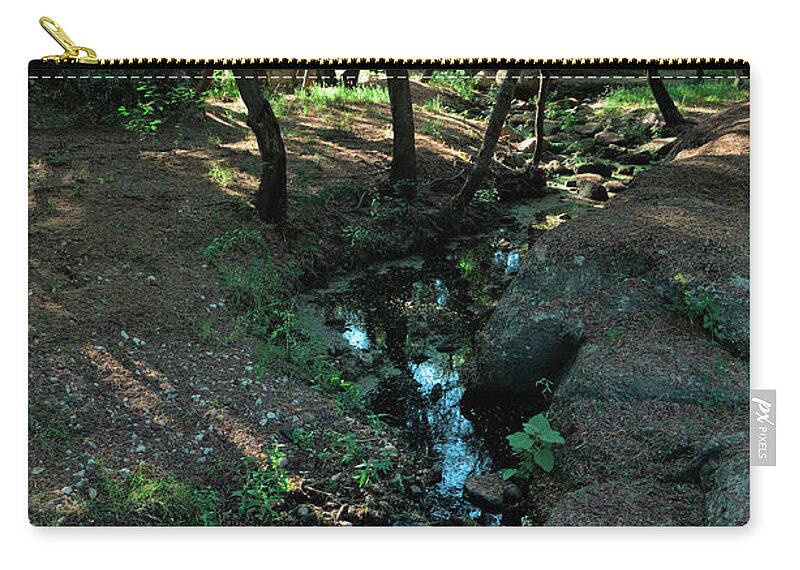 Forest Zip Pouch featuring the photograph Water Line in the Forest by Angelo DeVal