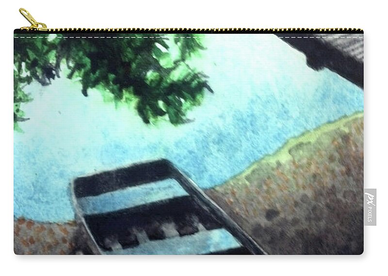 Watercolor Zip Pouch featuring the drawing Water Moccasin Rowboat by Ceilon Aspensen