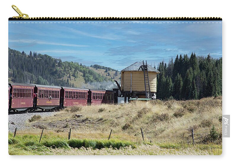 Train Zip Pouch featuring the photograph Water Stop by Steve Templeton