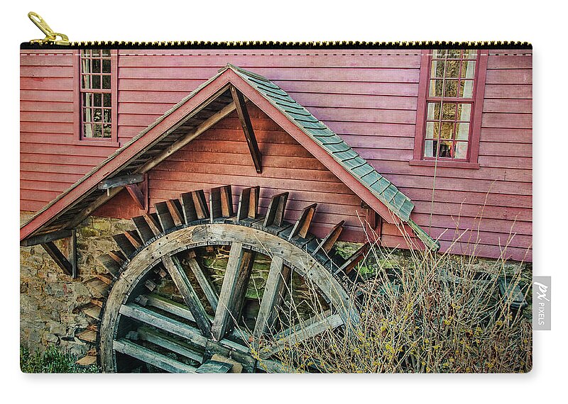 Building Zip Pouch featuring the photograph Water Wheel by Cathy Kovarik