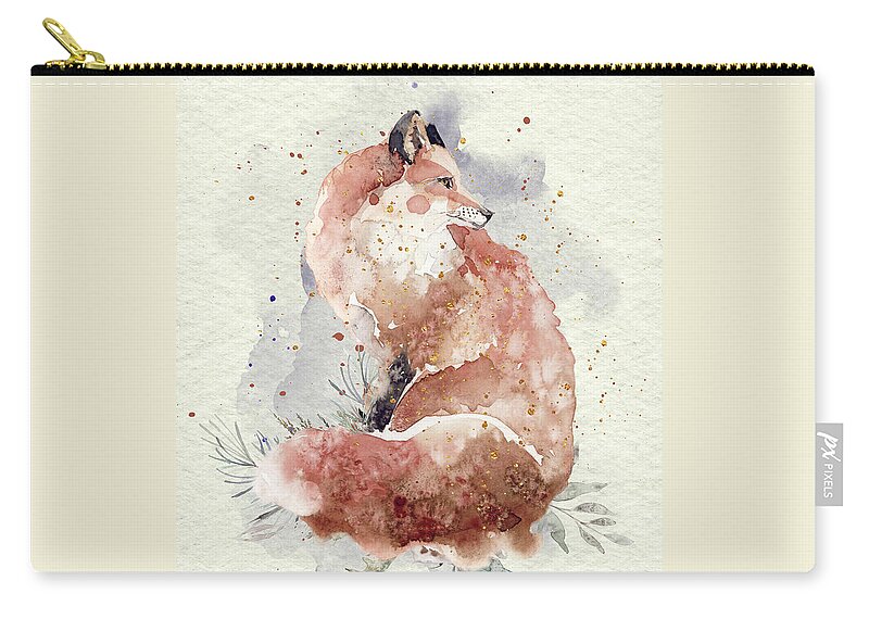 Fox Carry-all Pouch featuring the painting Watercolor Fox by Garden Of Delights