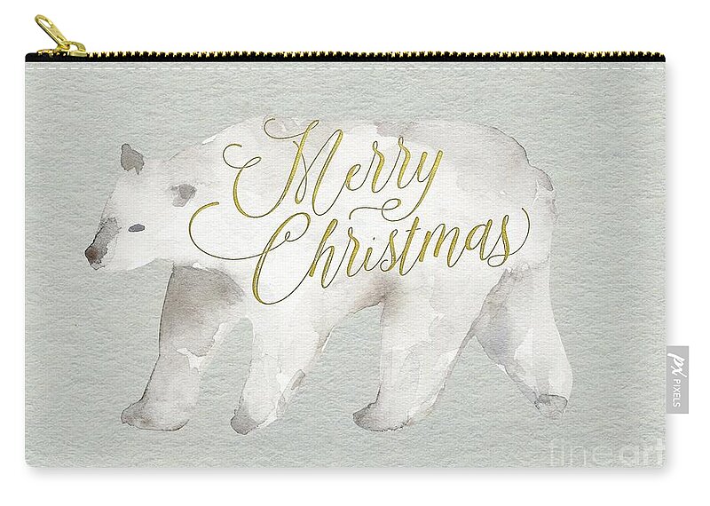 Merry Christmas Carry-all Pouch featuring the painting Watercolor Polar Bear by Modern Art