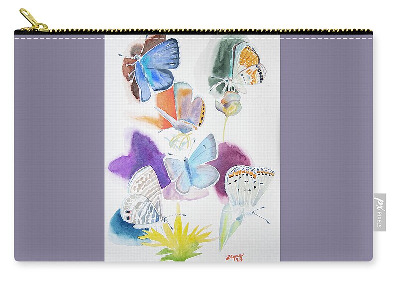 Butterfly Zip Pouch featuring the painting Watercolor - The Blues by Cascade Colors