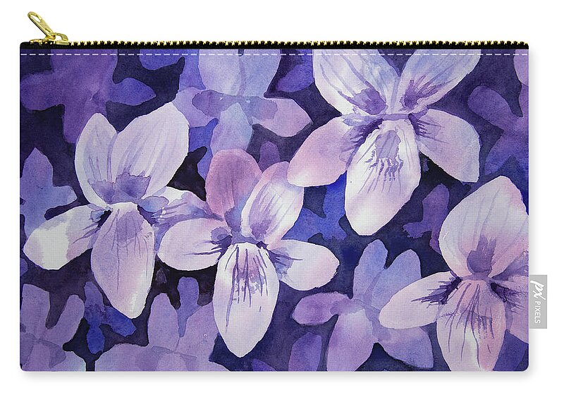 Design Zip Pouch featuring the painting Watercolor - Wild Violet Design by Cascade Colors