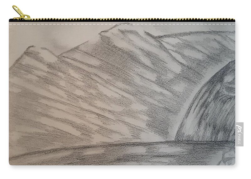 Mountains Carry-all Pouch featuring the drawing Waterfall Beauty by Tina Marie Gill