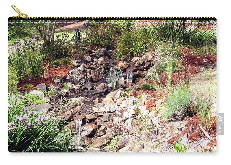 Waterfall Zip Pouch featuring the photograph Waterfall, Holberry House, Nannup, Western Australia by Elaine Teague