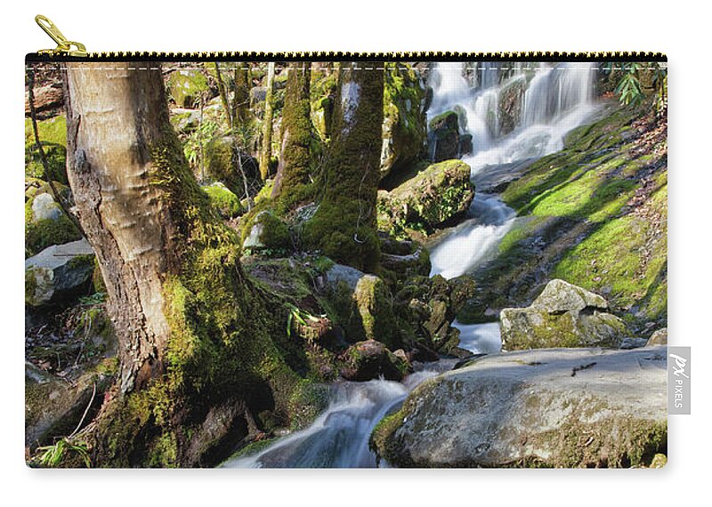 Tennessee Zip Pouch featuring the photograph Waterfall In The Smokies by Phil Perkins