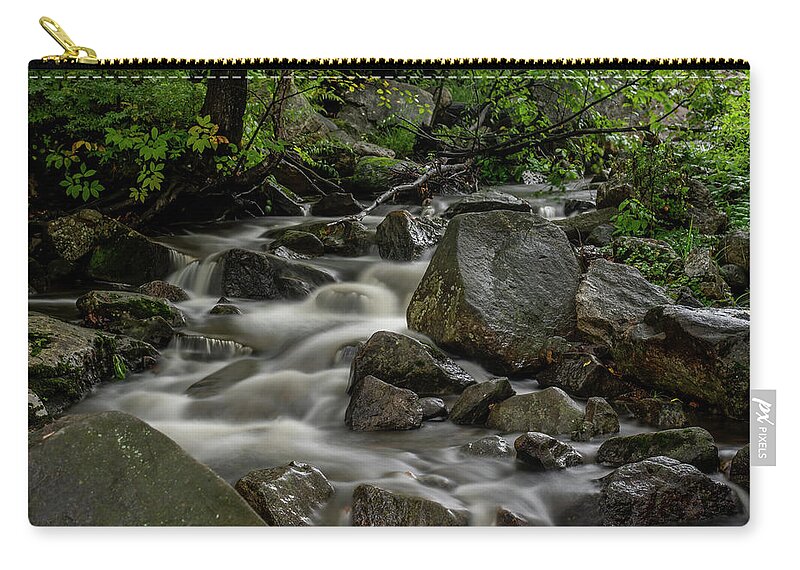 Waterfall Carry-all Pouch featuring the photograph Waterfall in the WOods by Regina Muscarella