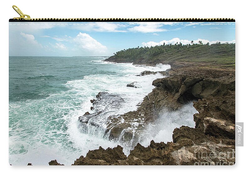 Parque Zip Pouch featuring the photograph Waterfall Waves at Parque nacional Cerro Gordo, Puerto Rico by Beachtown Views