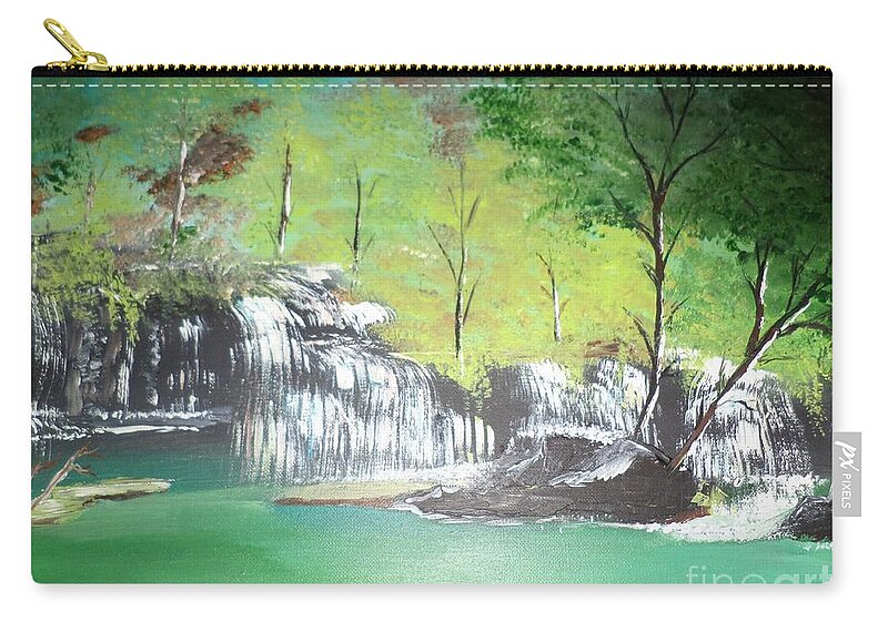  Zip Pouch featuring the painting Waterfalls galore Painting # 4 by Donald Northup