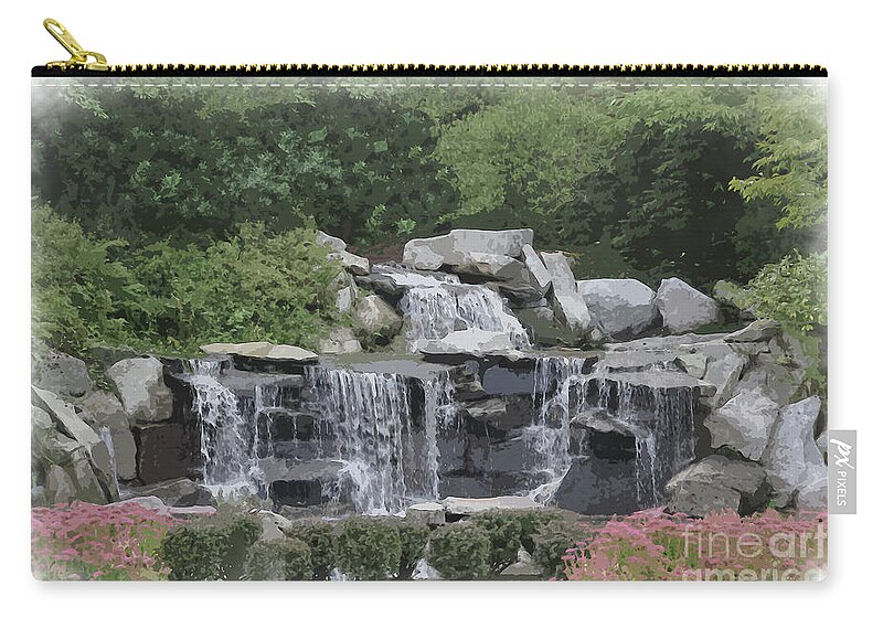 Waterfalls Zip Pouch featuring the digital art Waterfalls Within The Garden by Kirt Tisdale