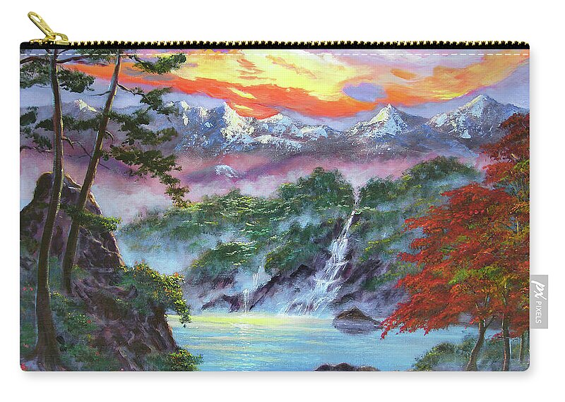 Landscape Zip Pouch featuring the painting Watersounds In The Lake by David Lloyd Glover