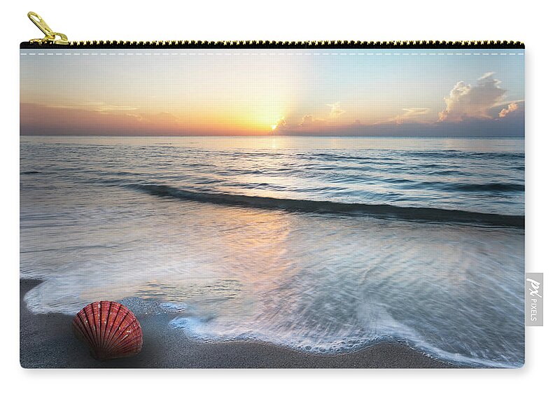 Clouds Zip Pouch featuring the photograph Waves and Shells by Debra and Dave Vanderlaan
