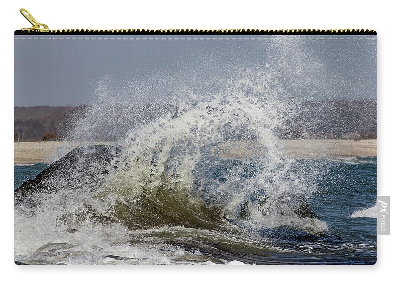 Westport Zip Pouch featuring the photograph Waves Crashing in Westport by Denise Kopko