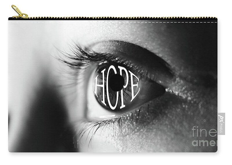 Hope Zip Pouch featuring the photograph We all must have Hope-Monochome by Pics By Tony