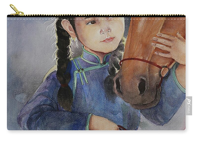 We Carry-all Pouch featuring the painting We Are Friends by Munkhzul Bundgaa