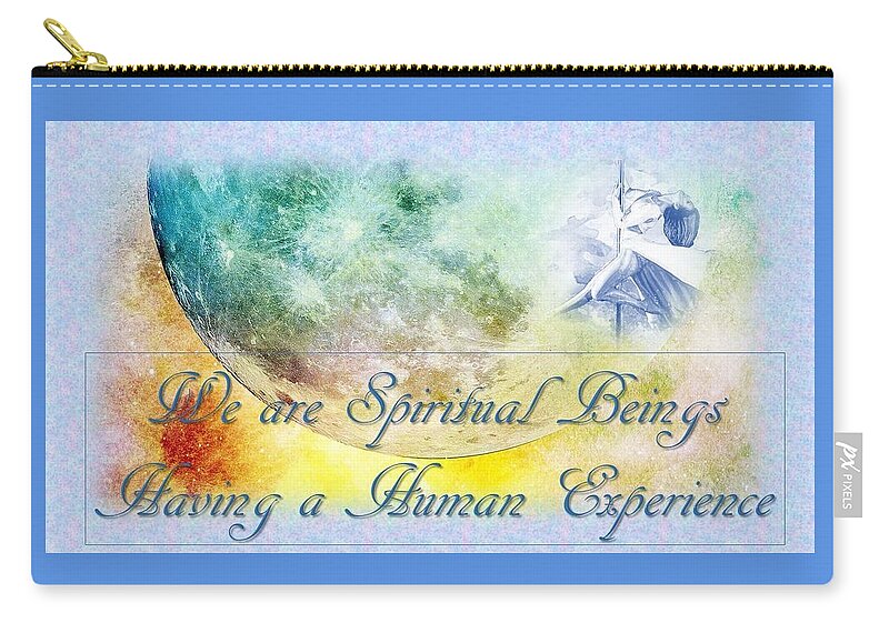 Moon Zip Pouch featuring the mixed media We Are Spiritual Beings by Nancy Ayanna Wyatt