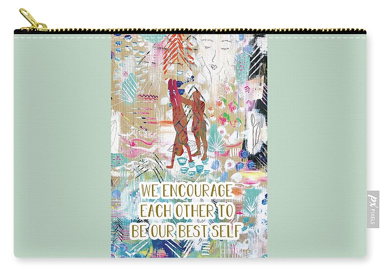 We Encourage Each Other Zip Pouch featuring the painting We encourage each other by Claudia Schoen