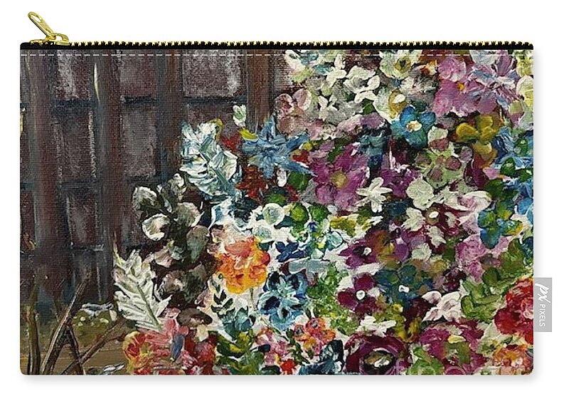 Flowers Zip Pouch featuring the painting Weathered Beauty by Kathy Bee