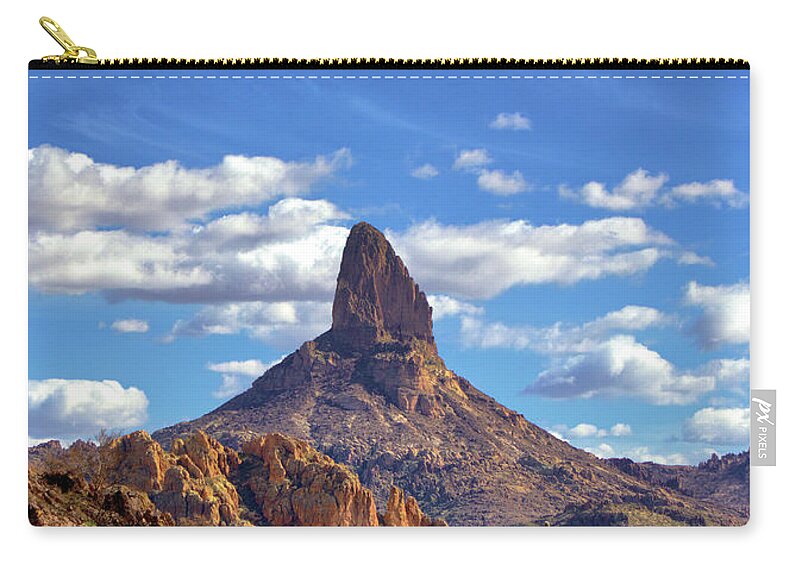 Weavers Needle Zip Pouch featuring the photograph Weavers Needle by Bob Falcone