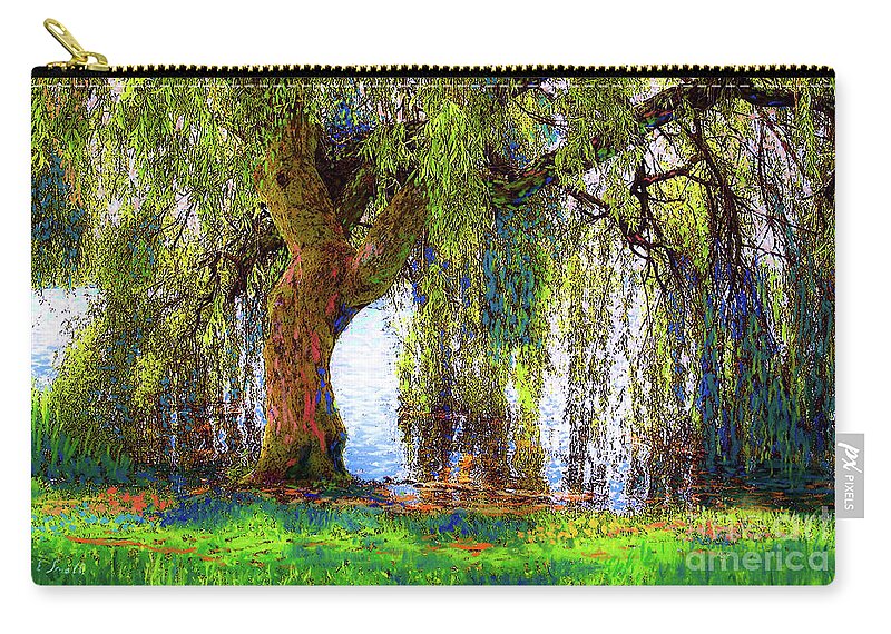 Landscape Zip Pouch featuring the painting Weeping Willow by Jane Small