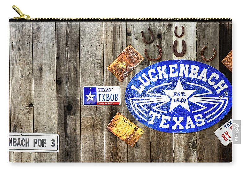 Dark Zip Pouch featuring the photograph Welcome to Luckenbach by Andy Crawford