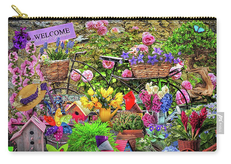 French Zip Pouch featuring the photograph Welcome to Our Garden by Debra and Dave Vanderlaan